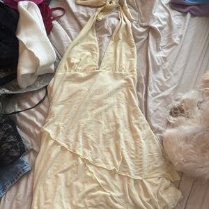 Elegant Yellow Halter Dress